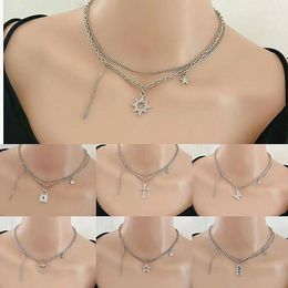 Money Cross Six-pointed Star Love Titanium Necklace Contracted Cold Wind Collarbone Steel Chain Accessories Chains