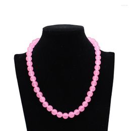 Choker Chokers 8mm 10mm Simple Natural Pink Quartz Blue Opal Moon Stone String Beaded Necklace Women Statement Jewelry Colar FemininoChokers