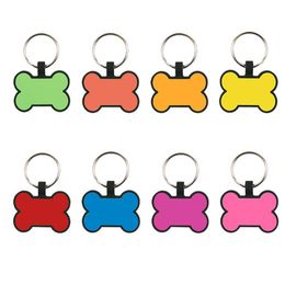 Creative Bone-Shaped Dog Tag Keychains DIY Food Grade Silicone Pet ID Card Pet Tags Keyring Keychain SN4773