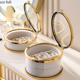 jar earrings Australia - Storage Bottles & Jars European Exquisite And Lids Glass Cover Can Dressing Table Double Layer Ring Earring Jewelry Box Cosmetic Jar