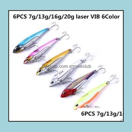 Baits Lures Fishing Sports Outdoors 6Pcs 7G/13G/16G/20G Laser Vib 6Color Vibration All-Metal Lure Bait Hard Artificial Sea Bionic Drop Del