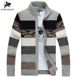 SAMHIBUGLE Knitted Sweater Men Cardigans Collar Winter Wool Sweater Fashion Cardigans Male Sweaters Coat Brand Men's Clothing 201126