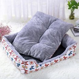 Winter Plush dog beds for medium soft plush dogs pets accessories labrador calming pets accessories for cat Pet bed for cats 201119