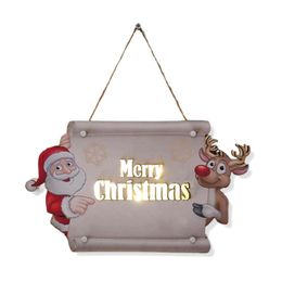 Wooden LED Christmas Room Decoration Wall Painting Door listing Crafts Atmosphere Light