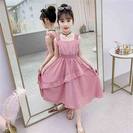 Girls 2022 Summer Dress New 9 Children's Fashion Little Girl 8 Chiffon Princess Dress 2 Girl Kids Clothes Elastic Straps Dress 7 G220518