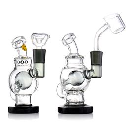 Compact 4.6-Inch Bent Type Hookah Recycler Mini Bong with 10mm Female Joint and Ratchet Percolator