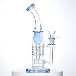 barrel perc Canada - Hookahs Wholesale Inverted Showerhead Glass Bong Torus Bongs Barrel Perc Water Pipe Ratchet Perc Thick Dab Oil Rigs With 14mm Female Joint Bowl YQ02