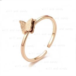 Stainless steel 18K gold plated Ring band Girls Butterfly charm rings woman's ring Fine Fashion Jewellery will and sandy