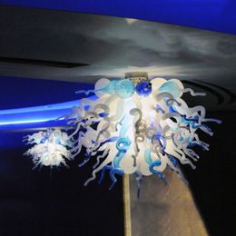 Nordic Personality Pendant Lamp Creative Blown Glass Chandelier Cafe Bar Light Fixture Blue Milk White Colour 60cm by 50cm