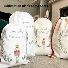 Christmas Bags Halloween Bag DIY Sublimation Printing Linen Linen Drawstring Pockets LK224