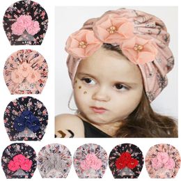 Caps & Hats Baby Girl Flowers Turban Beanie Hat Cap