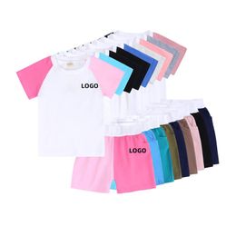 Clothing Sets Add Your Own Text And Design Customising Children Baby Boy Contrast Colour Tops Shorts For Girls Kids TracksuitClothing