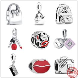 925 Sterling Silver Dangle Charm Lipstick Bag Perfume Beads Bead Fit Pandora Charms Bracelet DIY Jewelry Accessories