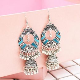 Dangle & Chandelier Ethnic Vintage Silver Color Jhumka Bells Beads Tassel Statement Earrings For Women Turkish Tribal Gypsy Jewelry PartyDan