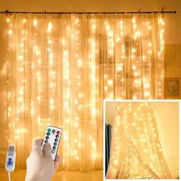 Strings Curtain Garland On The Window USB String Lights Fairy Festoon Remote Control Year Christmas Decorations For Home BedroomLED LED