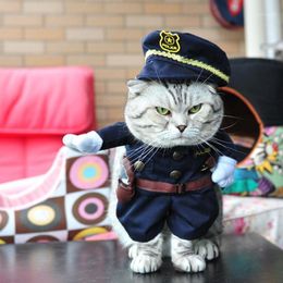 Cat Costumes Pet Dog Cool Uniform Coat Halloween Cosplay Clothes For Puppy Dogs Theme Party Dressing Up Clothing