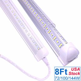 8FT LED Shop Light Fixture, V Shape T8 Integrated 8 Foot Tube Lights, 6500K Cold White, High Output Tubes Light, Double Sided for Garage, Warehouse, Clear Cover OEMLED