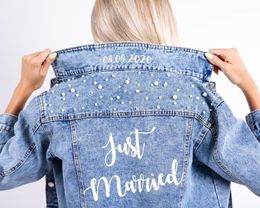 Women's Jackets Personalised Mrs Bride Denim Jacket Customised Jean With Name Gifts Bridesmaid Wedding JacketWomen's