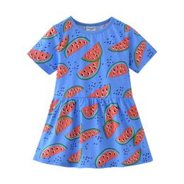 Girl's Dresses Little Maven 2022 Baby Girls Summer Pretty Dress Cotton Blue Watermelon Children Casual Clothes For Kids 2-7 YearGirl's