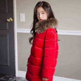 Baby Winter Christmas Jacket For Children Girls Keep Warm Large Fur Collar Jacket Thick Baby Girl Parka Outerwear New Year kids Clothing J220718
