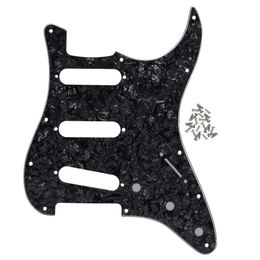 4Ply SSS Guitar Pick Guard 11 Hole Scratch Plate for Electric Guitar Accessories Black Pearl