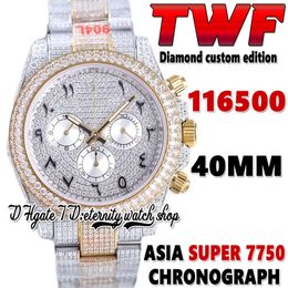 2022 TWF V3 bf116503 ETA 7750 SA7750 Chronograph Automatic Mens Watch jh116595 Arabic Diamond Dial 904L Steel Iced Out Diamonds Two Tone Bracelet eternity Watches