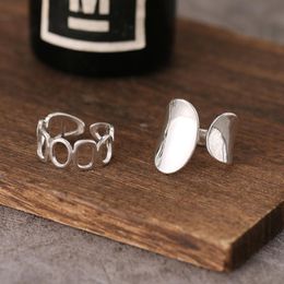 Wedding Rings Summer Trend Jewellery Gift Fashion Silver Wide Ring Statement Women Punk Cutout Geometric Metal RingWedding