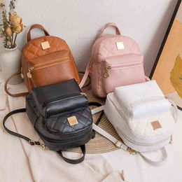 Summer Solid Color Backpacks Outdoor Leisure Fashion Pu Leather Small Backpack Lightweight Bags For Women Kawaii Handbag Bolsas J220620