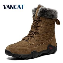 New Winter High Help Men Snow Waterproof Man Fur Thick Plush Warm Mens Male Ankle Boots Big Size 3848 201204