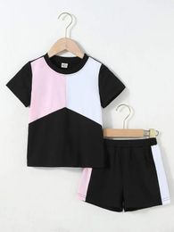 Toddler Girls Color Block Tee & Shorts SHE