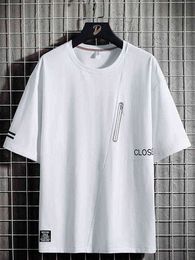 Plus Size Summer Oversized Men's T-shirts Streetwear Fake Pockets Harajuku Cotton T Shirt Men Short Sleeve Casual Tops Tees 8XL G220512
