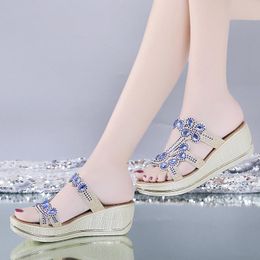 Sandals Summer Woman Pumps Ethnic 10cm Women Floral-cloth Wedges Shoes Ladies Party High Heels 2022 Thick Platform Female HeelsSandals