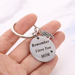 Keychains QIAMNI Heart Wing Remember I Love You Mom Dad Pendant Keychain Daughter Son To Mother's /father's Birthday Gift Women Key Chain Sm