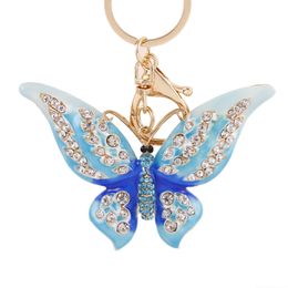 Creative Butterfly Keychain Metal Diamond Bag Buckle Car Key Chain Girls Bag Pendant Wholesale 122348