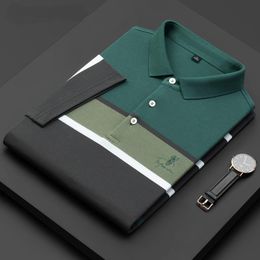 Mens Polos Brand Top Tshirts for Men Embroidery Striped Designer 2022 عالي الجودة من الملابس القطن القطن القصير.