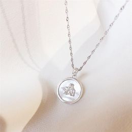 Pendant Necklaces Sole Memory Natural Shell Cute Angel Silver Color Clavicle Chain Female Necklace SNE602Pendant