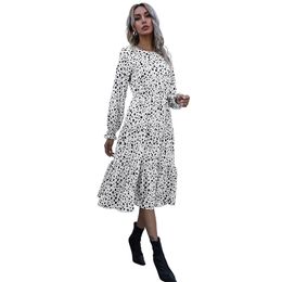 mature women fashion Australia - Casual Dresses Spring Summer Light Mature Leopard Print Halter Long Sleeve Dress Women Fashion O Neck Loose All Match