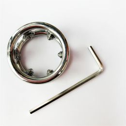 Newest Stainless Steel Spikes Screw Locking Penis Ring Scrotum Testicle Loc2366