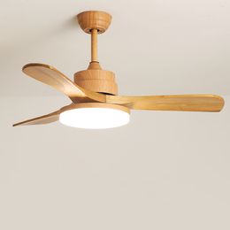 Modern Wood Ceiling Fans Light With Wooden Blades Dimmable LED Chandelier Fan Lamp For Farmhouse Living Room Bedroom Remote Control 110V 220V