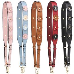 Luxury DIY Handbag Strap PU Leather Flower Women Bag Shoulder Straps for Handbags Casual Replacement Straps for Bags 210302