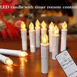 LED Candles Christmas Tree Candle Flashing Flame With Timer Remote Birthday Home year's Decor Church Electric Candle 220510
