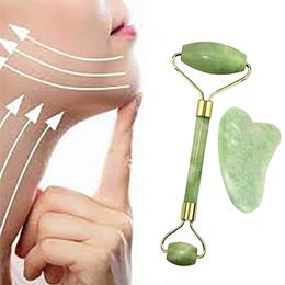 Natural Jade Roller Guasha Skin Scraper Set Stone Firming Face AntiAging Puffy Eyes Massager Neck Anti Wrinkle 220630