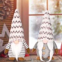 Grey Stripe Hat Faceless Toys Party Favour Standing Ornament Christmas Gifts Gnomes Rudolph Doll Round Nose Festival Home Market Supplies 9 5hb Q2