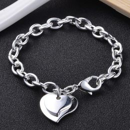 Charm Bracelets Utimtree Trendy Love Double Heart For Women Chain Bracelet&Bangle Jewellery Braslet BracelesCharm Inte22