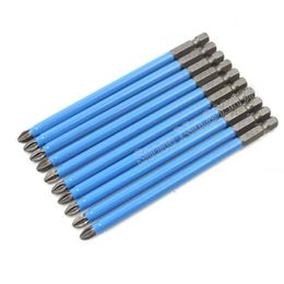 Hand Tools 10Pcs Magnetic Pozidriv PZ2 PZ3 Screwdriver Bit Set 1/4 Hex Shank Anti Slip Electric Power 50mm 100mm 150mmHand