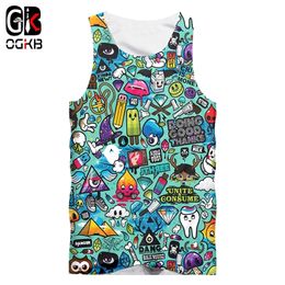 OGKB 3D Print Tank Top Hipster Casual Abstract Funny Anime Graffiti Sleeveless Vest Men And Women Streetwear 220615