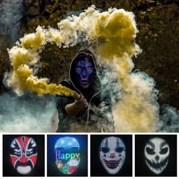 Novelty Lighting 1PC Bluetooth-compatible Halloween Mask LED Luminous Masks Carnival Festival Changing Face Light Up Party Christmas Mask Decor