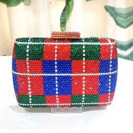 Evening Bags Arrival Green/Red/White/Blue Crystal Women Clutch Bag High Quality Women's Multi-Colored Ladies Party Prom HandbagsEvening