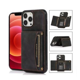 Three-fold skin-feeling multi-card mobile phone protective cases case for Iphone 13 12 11 mini pro max xr xs max 6 7 8 Plus back cover card leather case