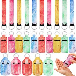 Chapstick Keychain Holder Marble Travel Bottle Holder with Wristlet Keychain Lanyards for Women Bright Color C0623X01